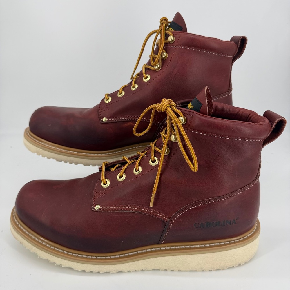 Carolina 3022 Mens 11 W Copper Leather 6 Inch Moc Toe Wedge Work Boots EH